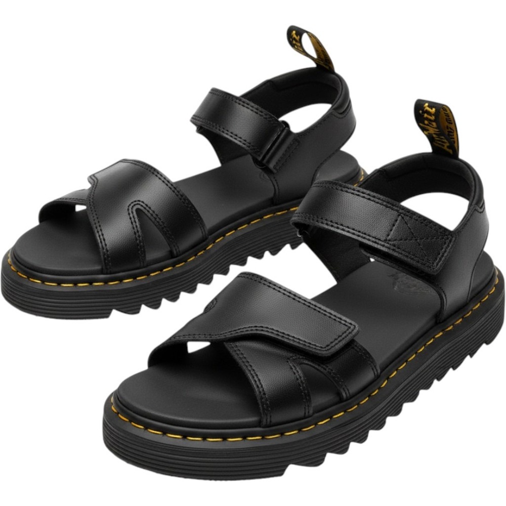 Dr Martens Vossie J Black Leather Platform Sandals Kids Size 3 US EU 34